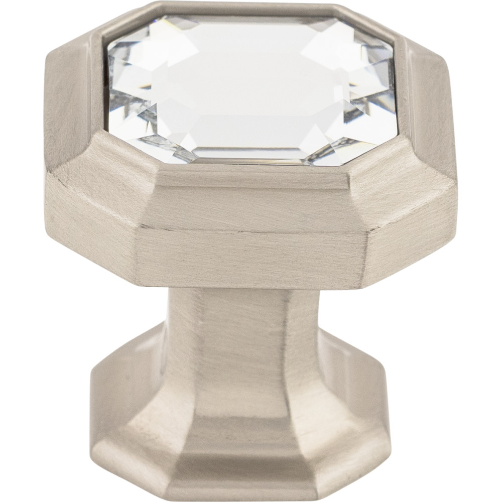 Top Knobs TK390BSN Crystal Emerald Knob 1 1/8" - Brushed Satin Nickel
